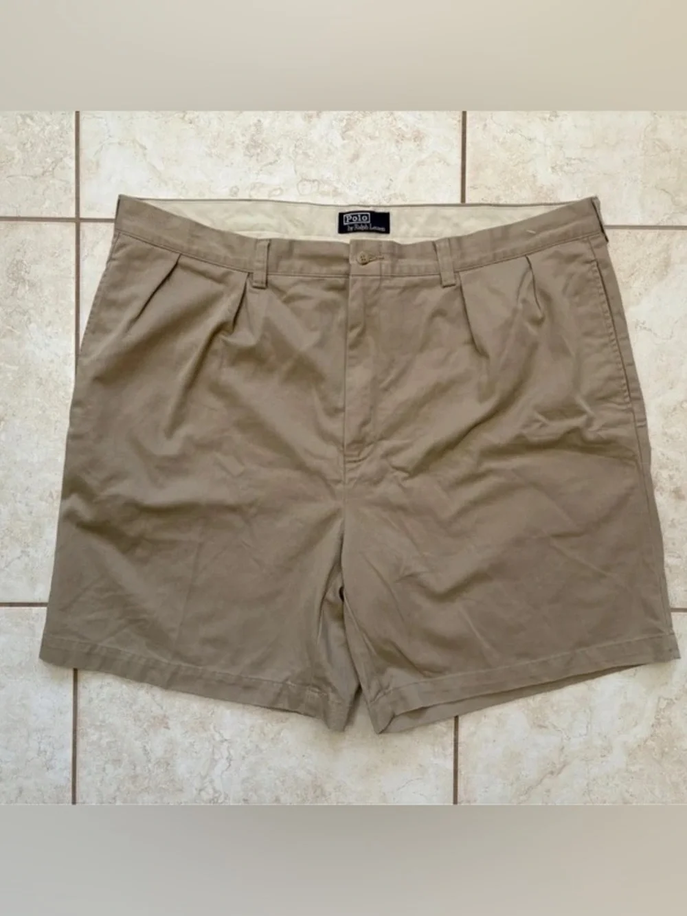 Polo Ralph Lauren Khaki Pleated Chino Shorts Men's Size 44
